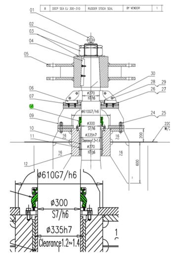 MAR PROFUNDO EJ300-310-Sello de culata de timón
