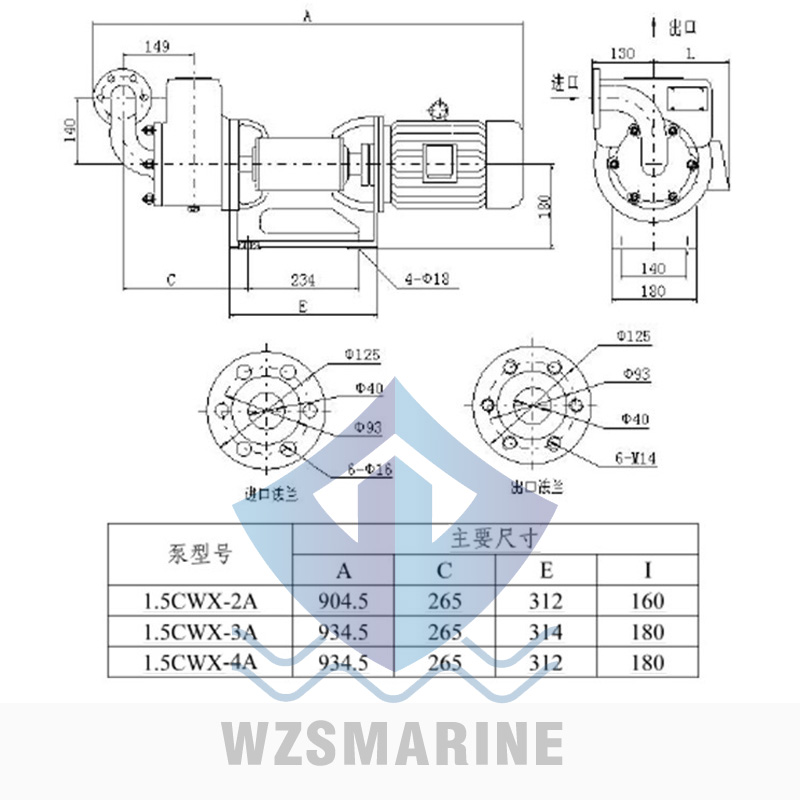Marine Centrifugal Pump 1.5CWX-2 Vortex Pump