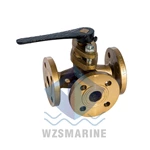 Válvula macho de três vias em bronze marinho