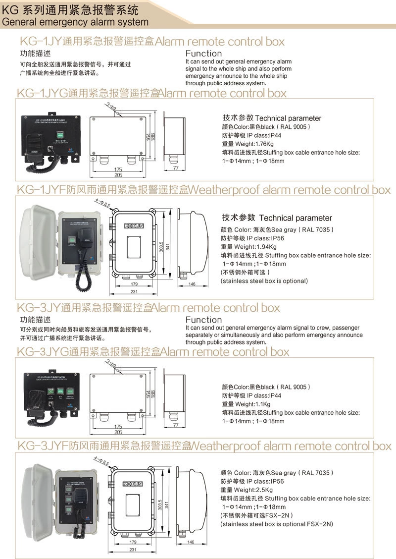 KG-3JYF Всепогодный универсальный блок дистанционного управления аварийной сигнализацией
