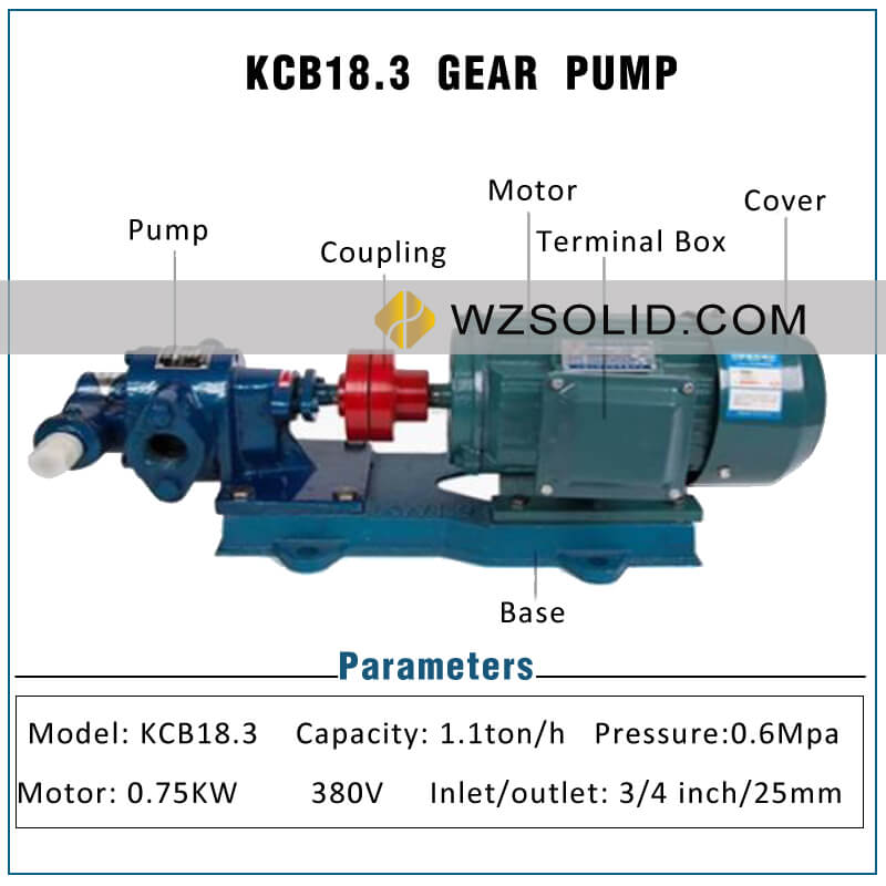 0.75 Inch Oil Pump KCB18.3 Electric Gear Pump Hydraulic Oil Pump Diesel Pump Lubricating Oil Pump Complete Set with Motor