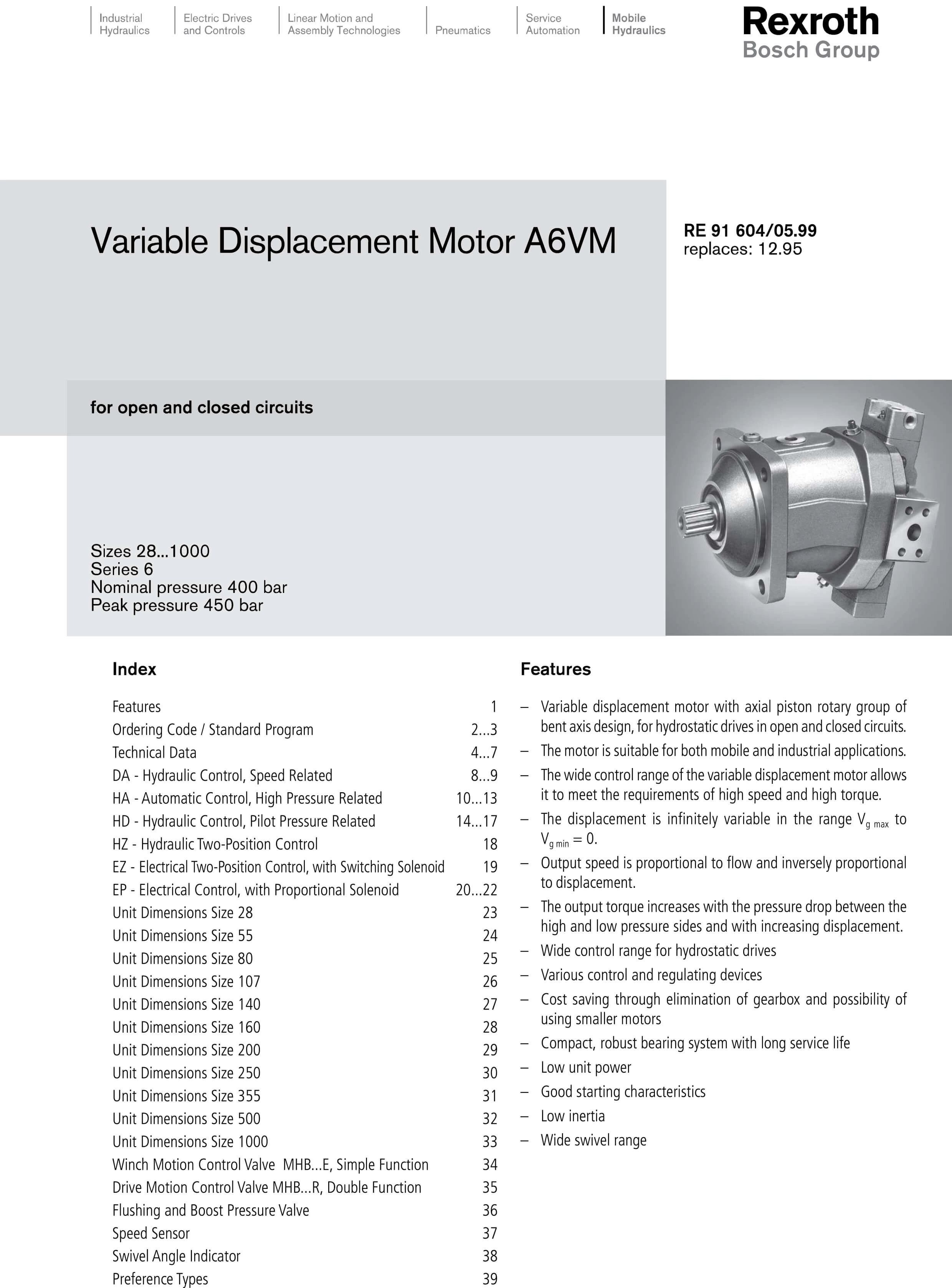 Аксиально-поршневой насос Rexroth A6VM80HA2/63WVAB010A